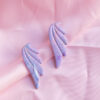 Σκουλαρίκια χειροποίητα, Eliza Glittery Feathers, από πολυμερικό πηλό
