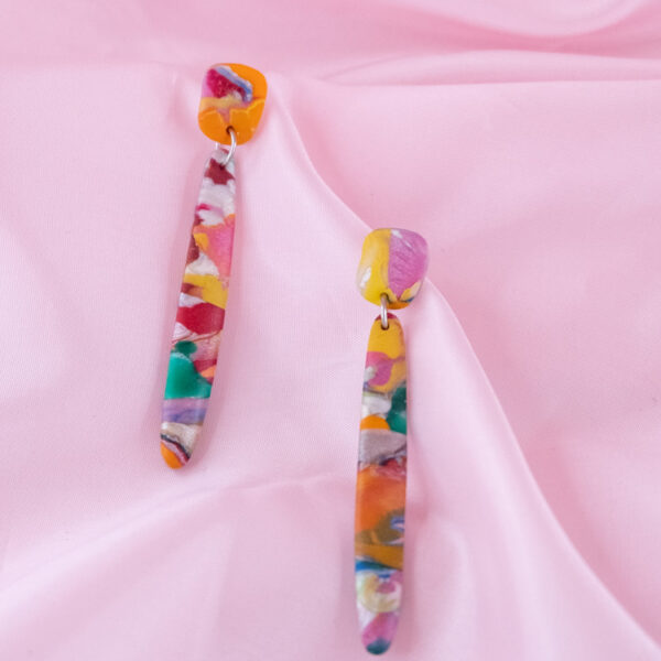 Colourful marble χειροποίητα καρφωτά σκουλαρίκια